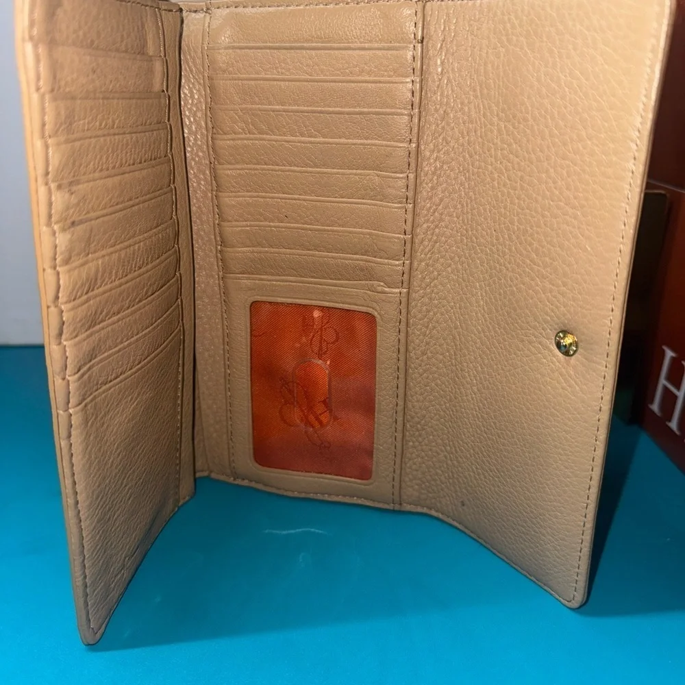 Cole Haan Tan Leather Wallet with Gold Accents